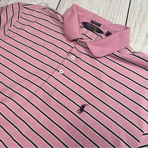 Polo Golf by Ralph Lauren Pink and Black Striped Polo Shirt XL
